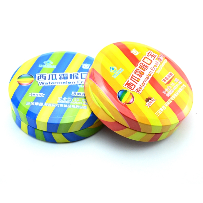 Usine en gros personnalisé cliquez sur clack bonbons menthe boîte en fer blanc